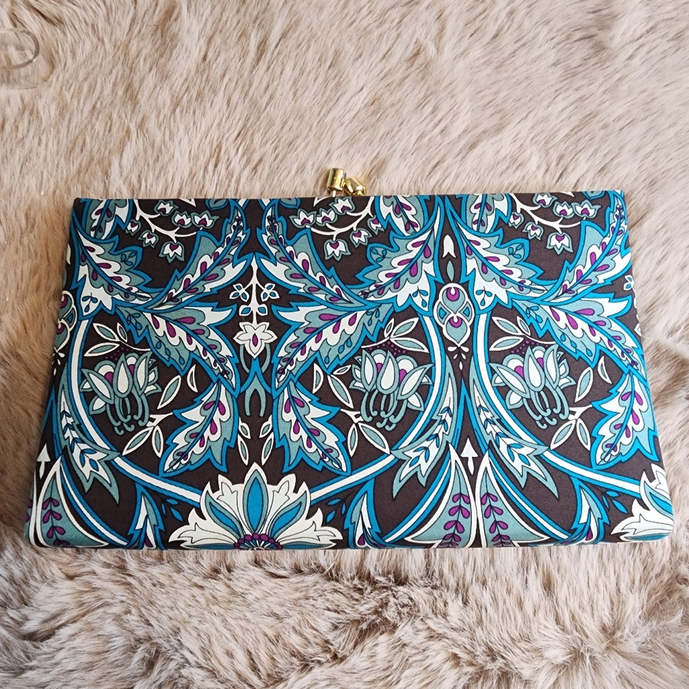 Banana Republic Blue and Teal Clutch NEW     Dimensions H 10 Inches W 6 Inches